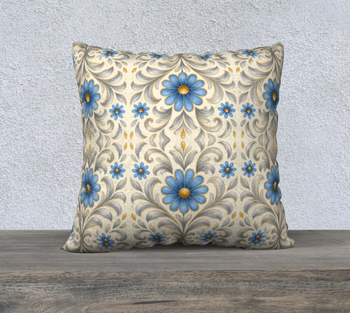 GIlded Azure Bloom 22 x 22 pillow final