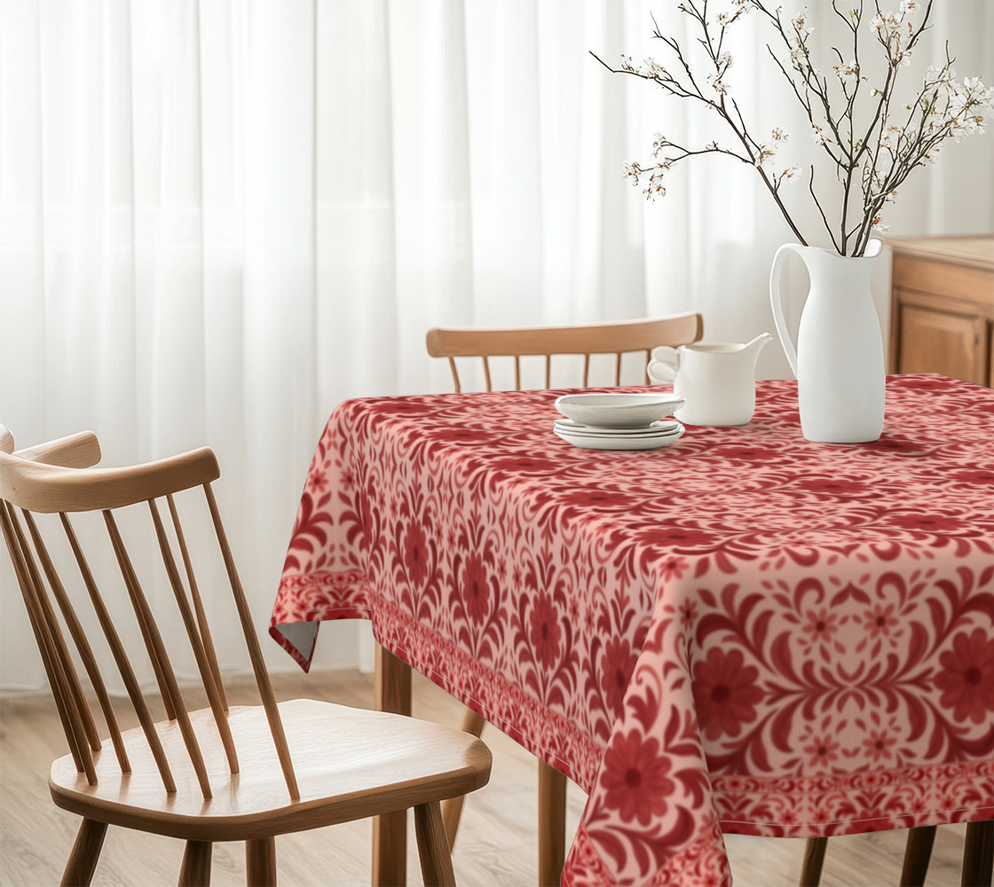 Petite Fleur Red on Red with border 60 x 60 tablecloth