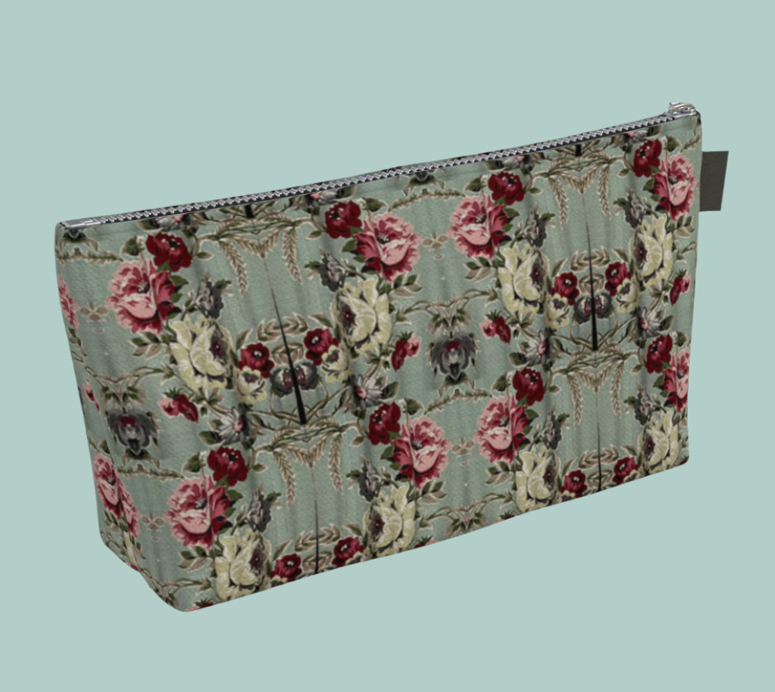 Sea Foam Roses Makeup Bag
