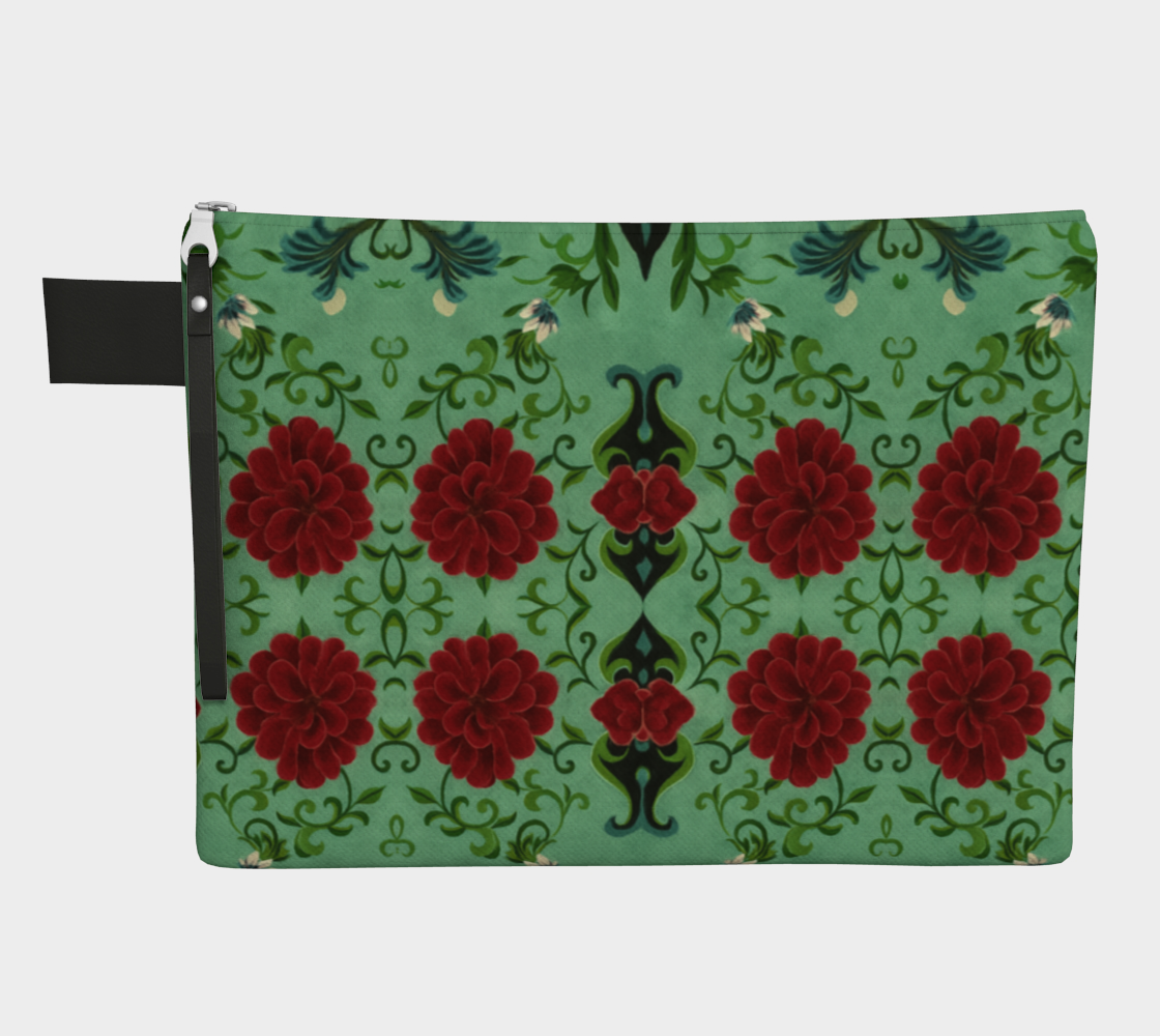 Imperial Peonies Mint Zipper Carry-all Bag