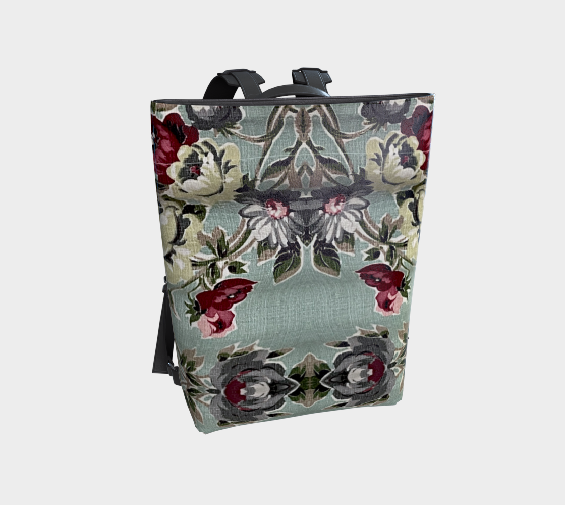 Seafoam Roses Vegan Leather Backpack