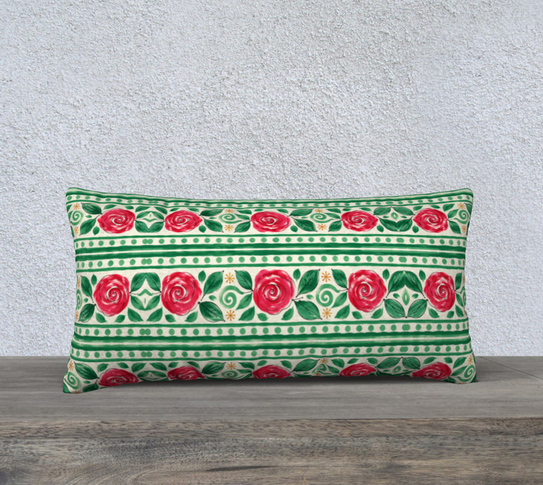 CHRISTMAS ROSES banded 12 x 24 pillow