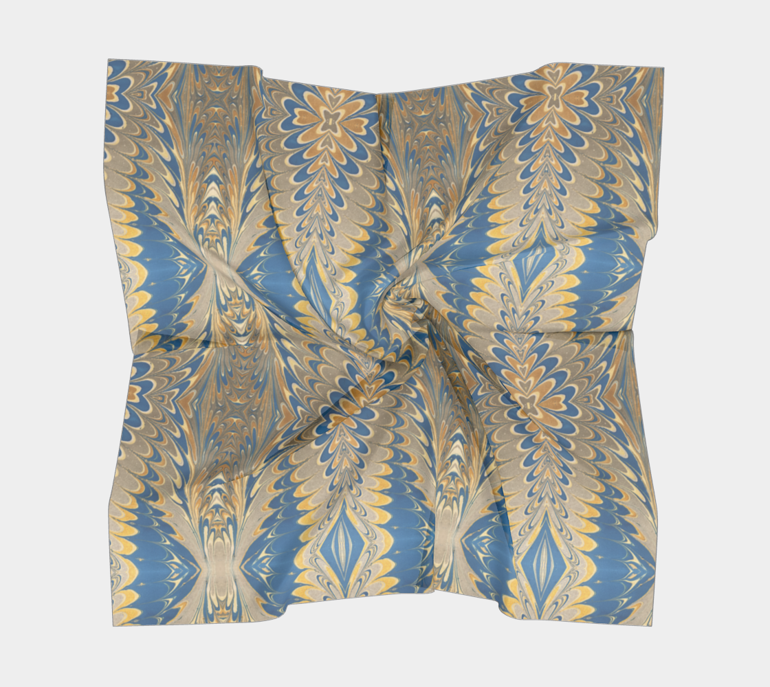 Prussian Blue Swirl Silk Square Scarf
