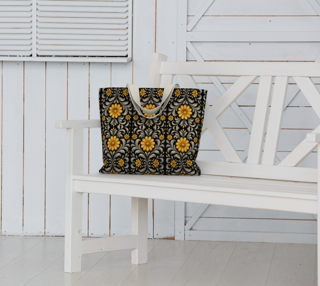 Midnight Silver Garden canvas tote bag final