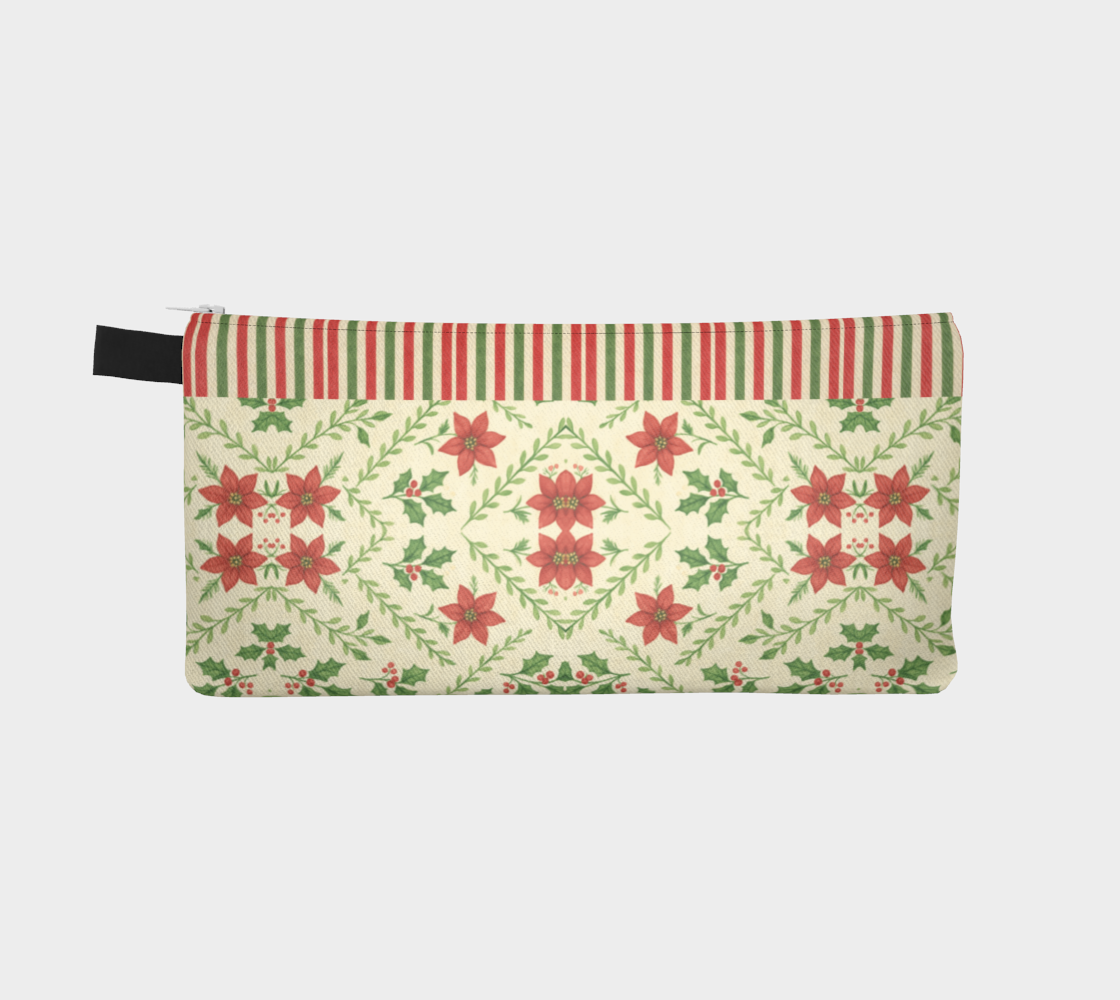 Christmas Allover with Stripes Holiday Pencil Case