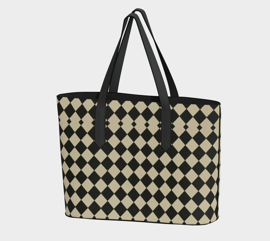 Metro Check Harlequin Set: Vegan Leather Tote & Clutch Wristlet