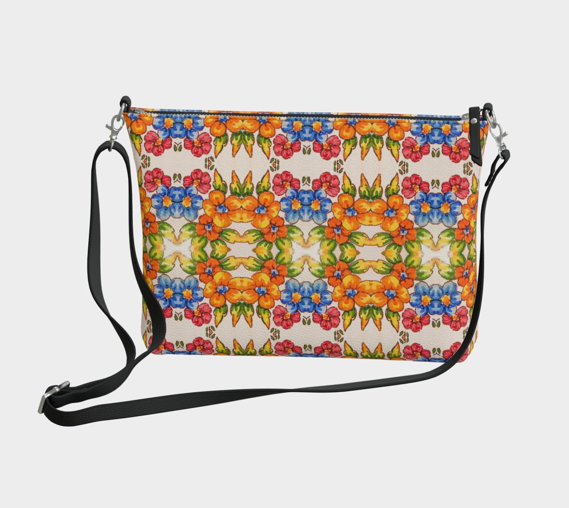 Positano Flowers Vegan Leather Crossbody Bag
