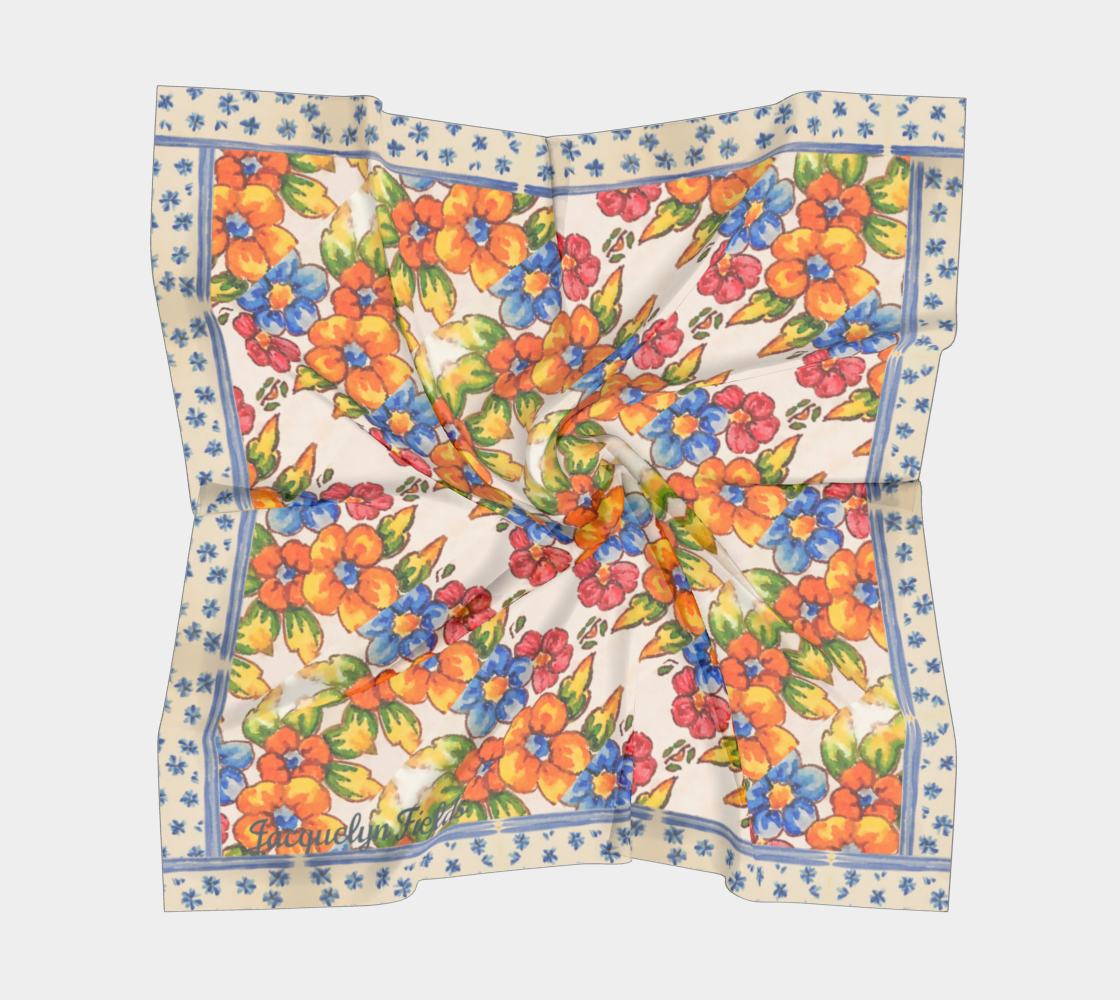 Seaside Blooms Silk Square Scarf