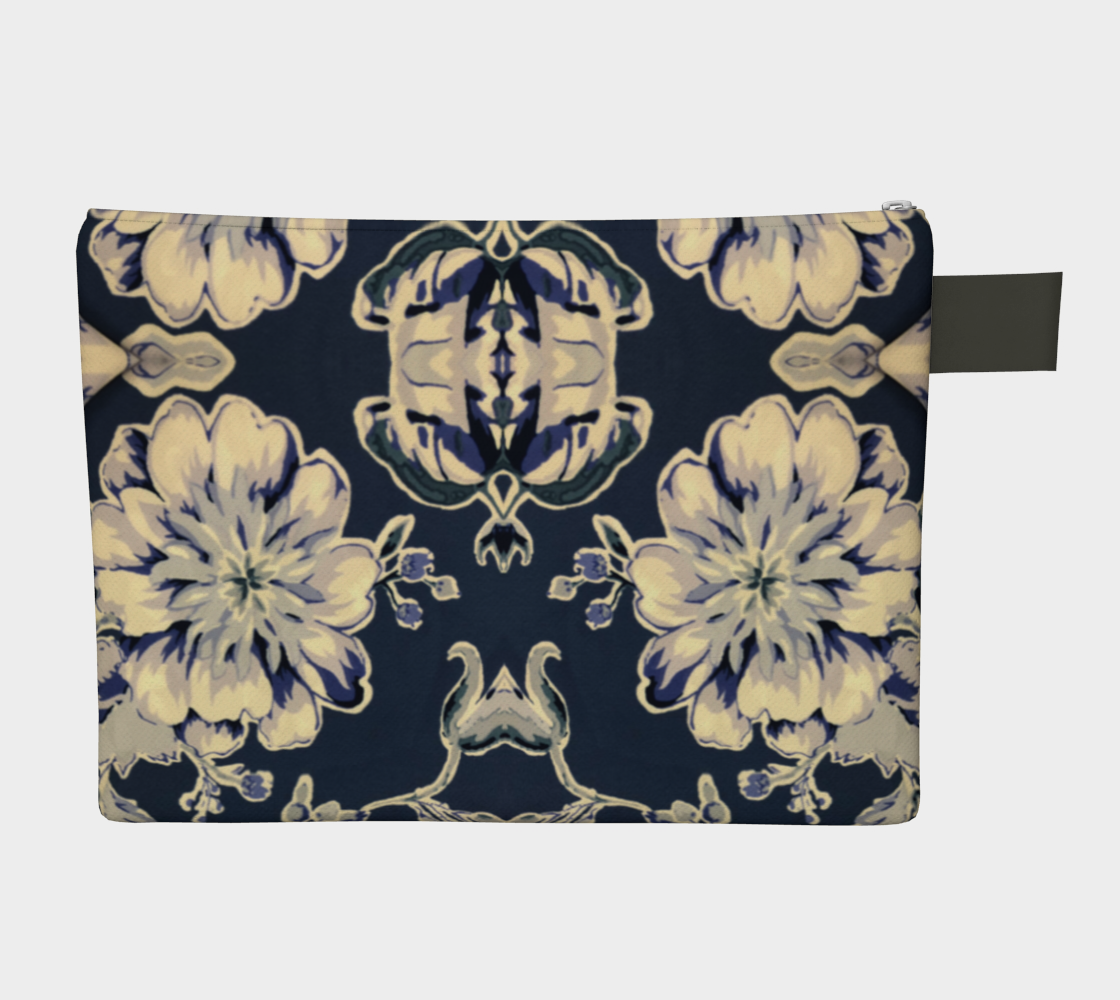 Blue Fleur Damask Zipper Carry-all Bag