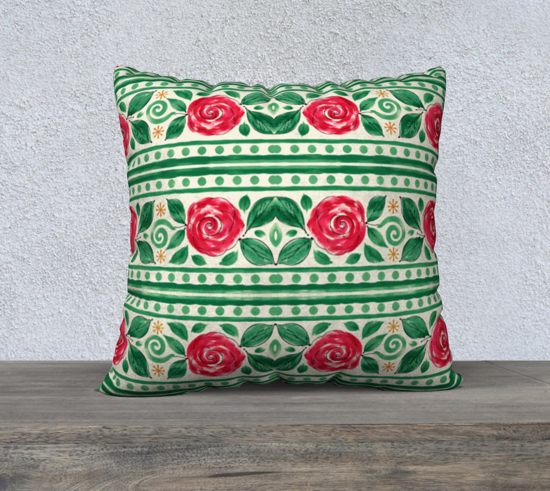 CHRISTMAS ROSES banded 22 x 22 pillow