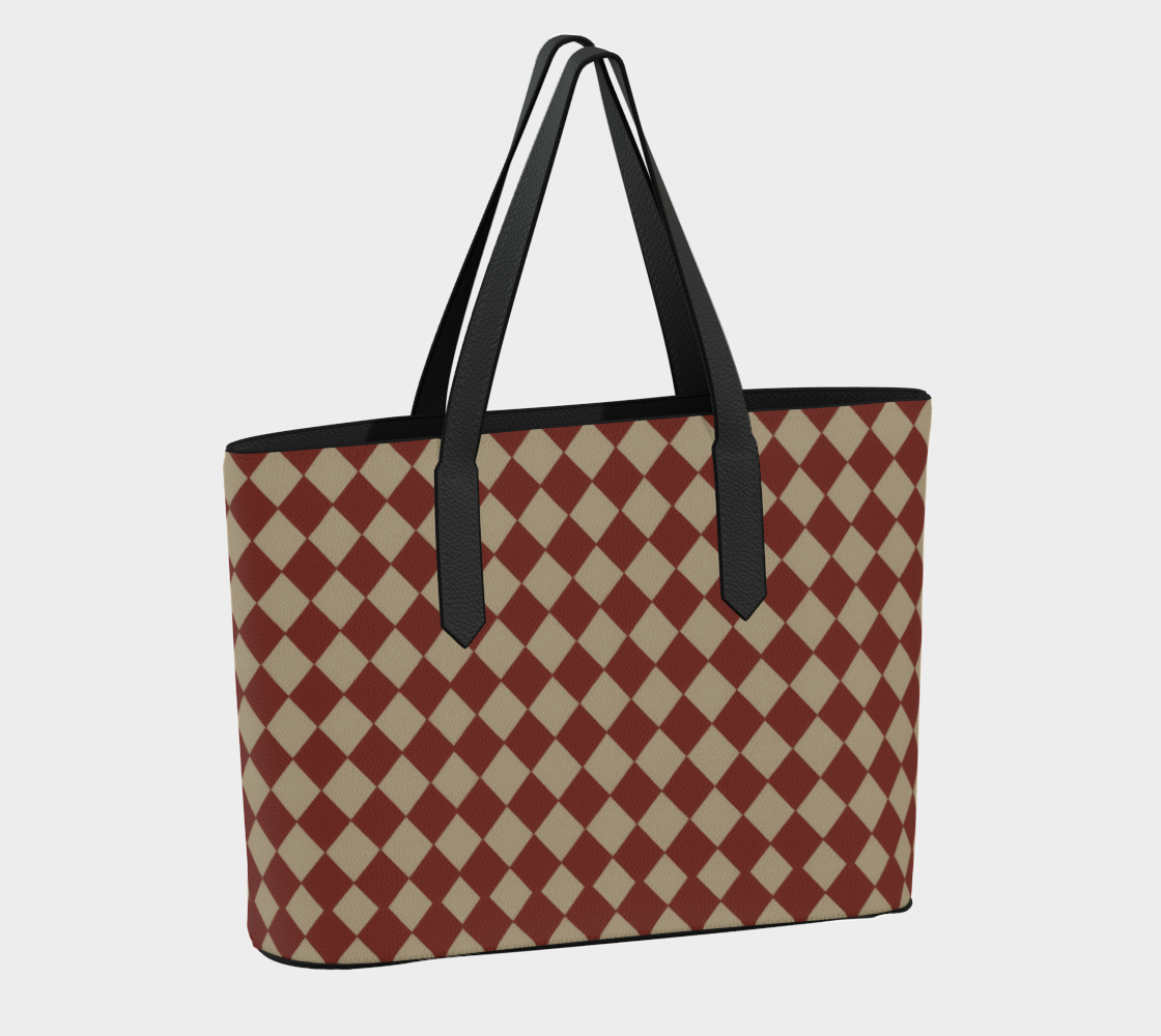 Cranberry Mini Harlequin Vegan Leather Tote Bag
