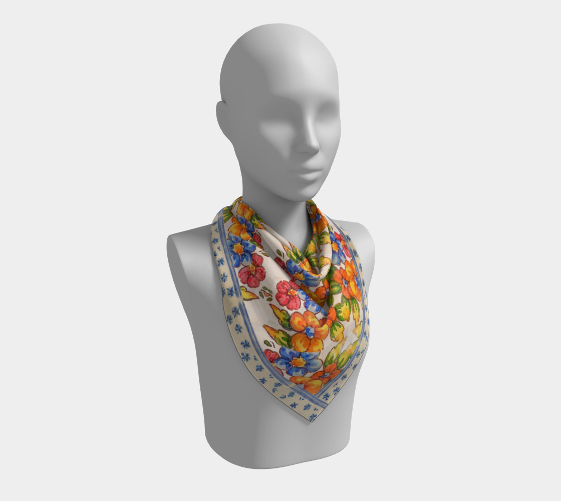 Positano Flowers Silk Square Scarf