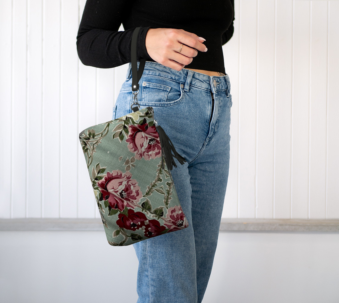 Seafoam Roses Vegan Leather Clutch