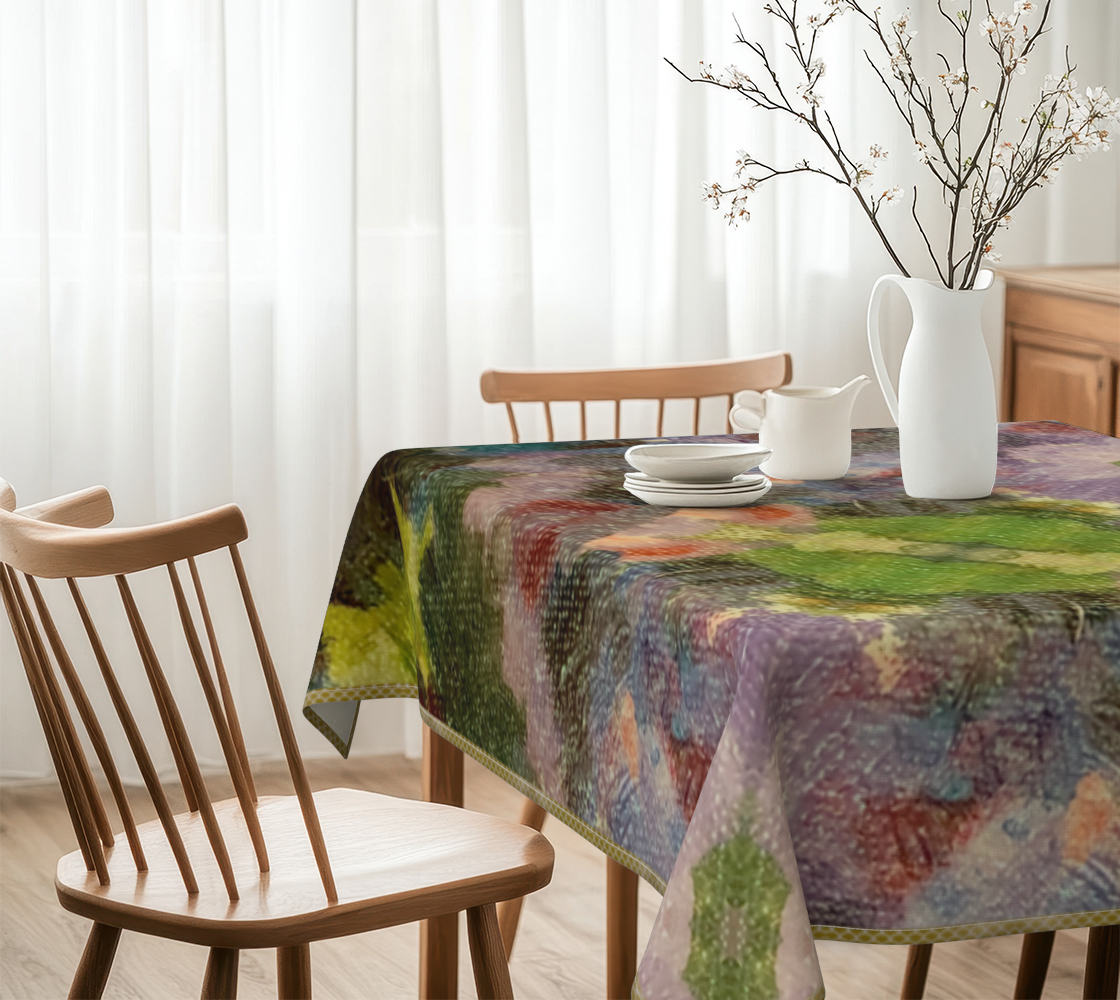Lilac Waterlilies 60 x 60 Tablecloth with Gold Border