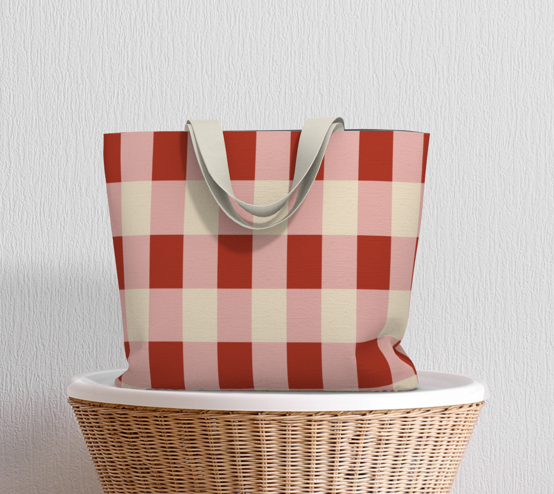 Red Gingham Tote Bag