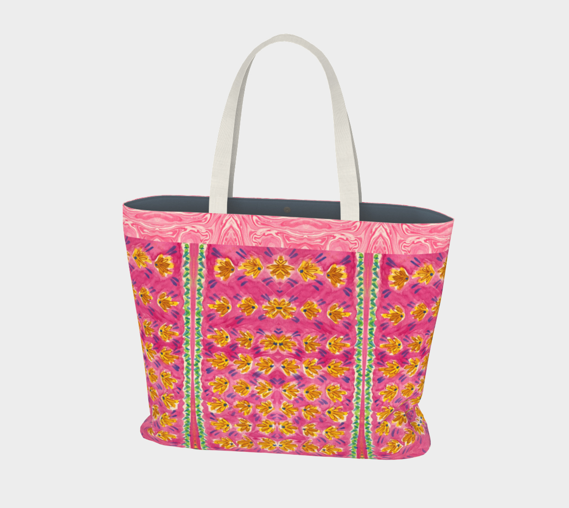 Pink Botanique with Border Canvas Tote