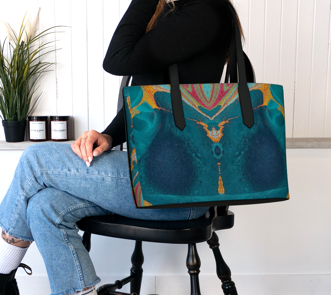 Gilded Peacock Feather Large Vegan Tote
