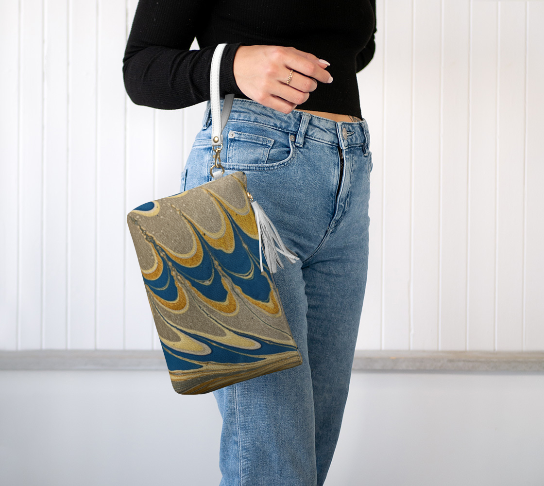 Prussian Blue redo vegan clutch bag