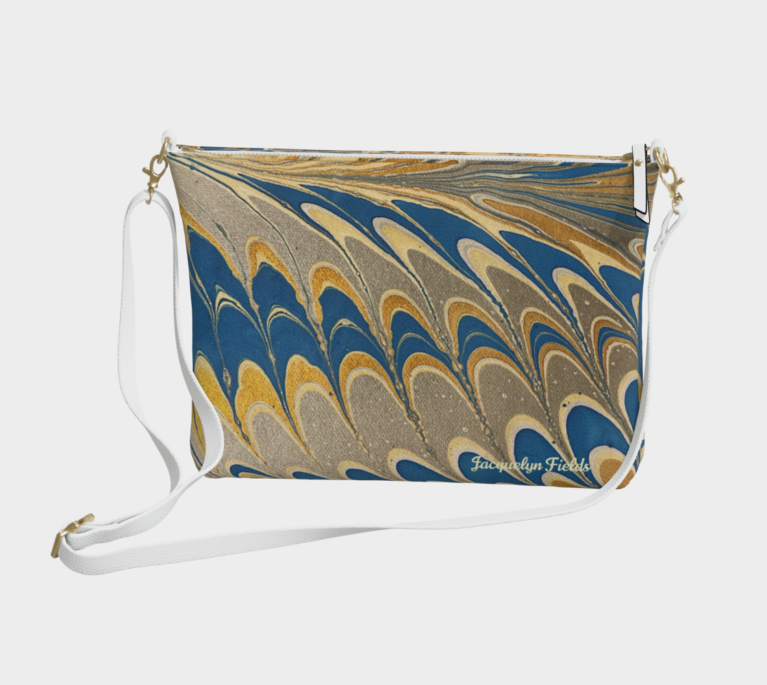 Prussian Blue Swirl Vegan Leather Crossbody Purse