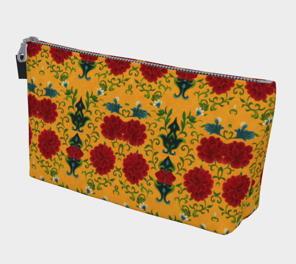 Marquesa Floral Golden Makeup Bag