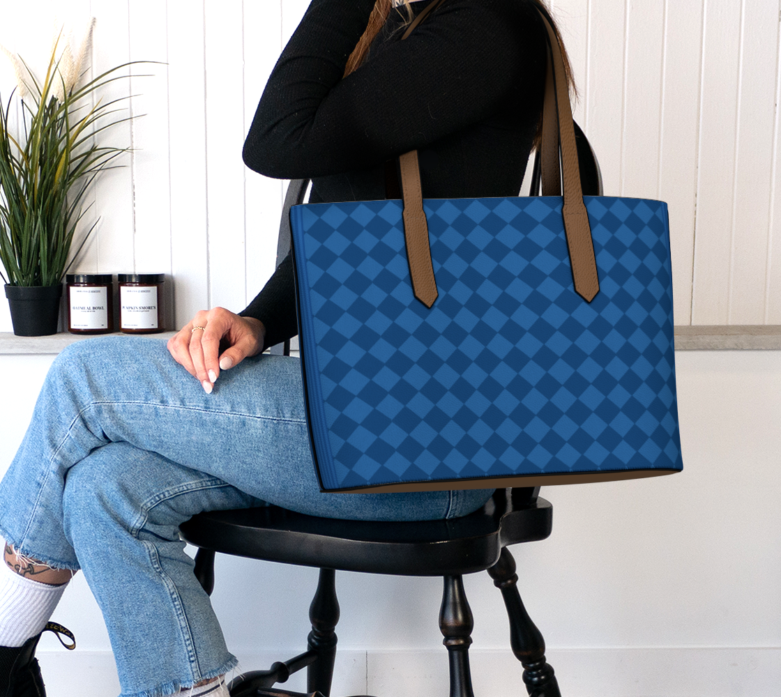 Royal Blue Harlequin Vegan Leather Tote