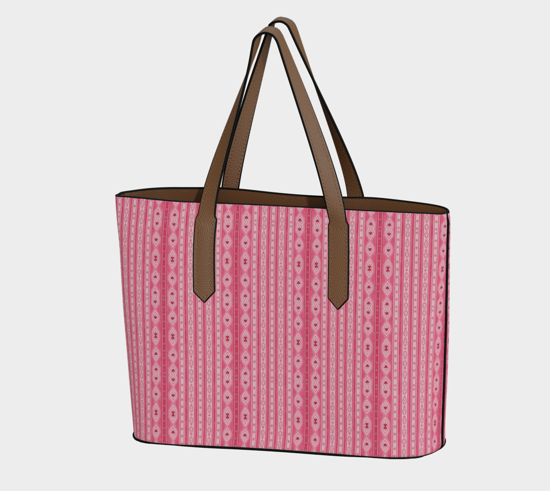 Sweet Heart Folk Stripe Vegan Leather Tote Bag