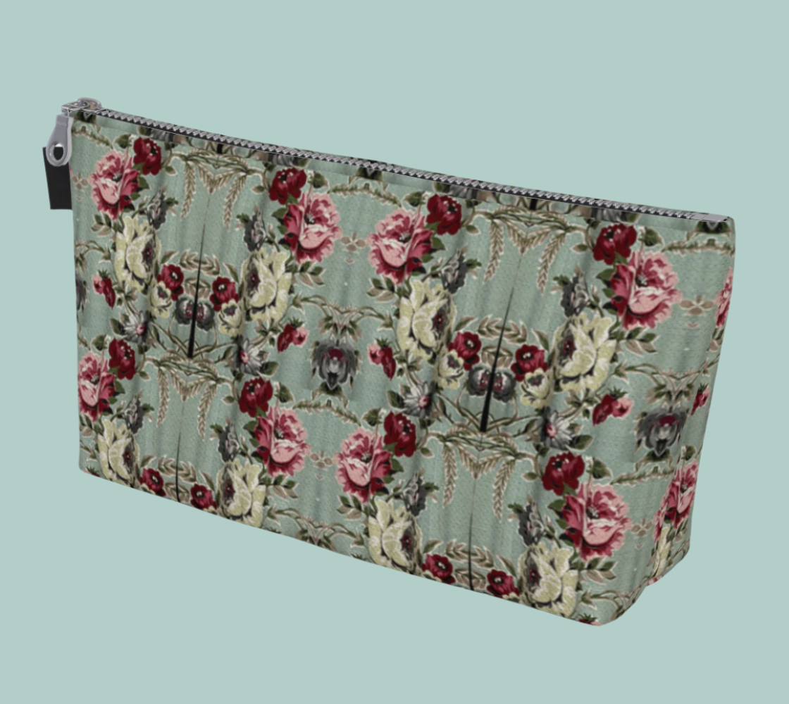 Sea Foam Roses Makeup Bag