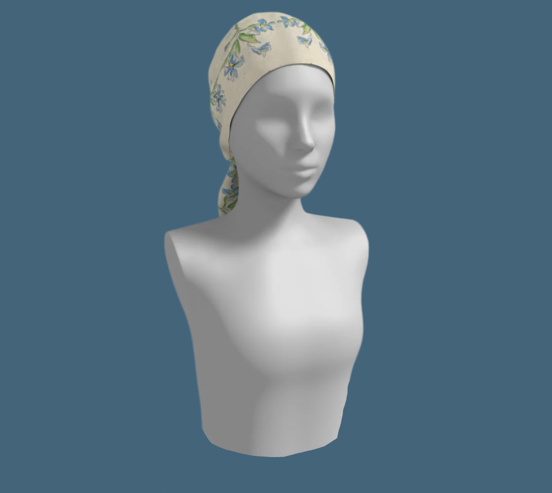 Blue Iris Long Silk Scarf w/ Border