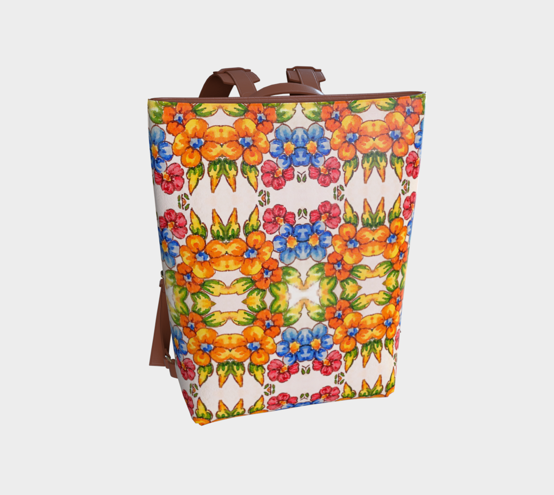 Positano Flowers Vegan Leather Backpack