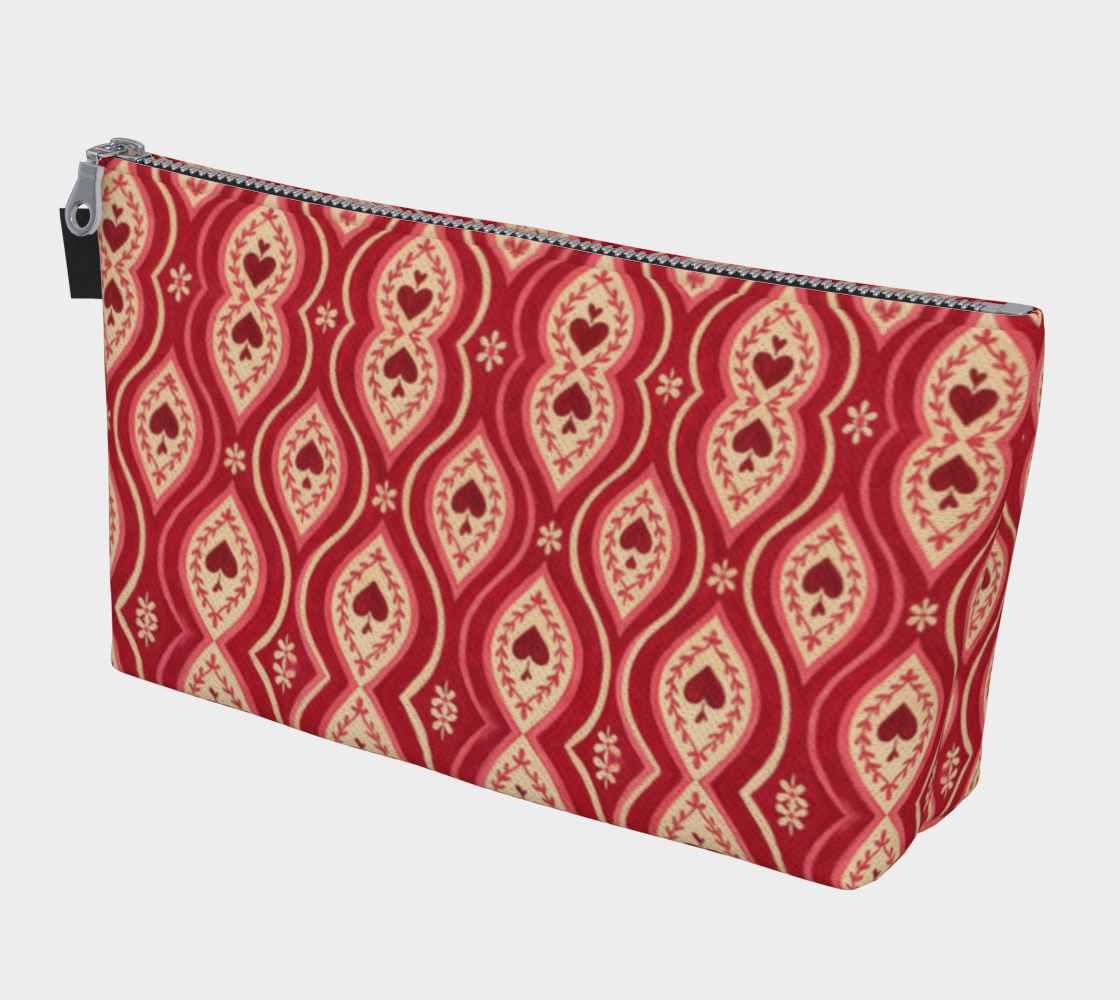 Red Hearts Ikat Makeup Bag