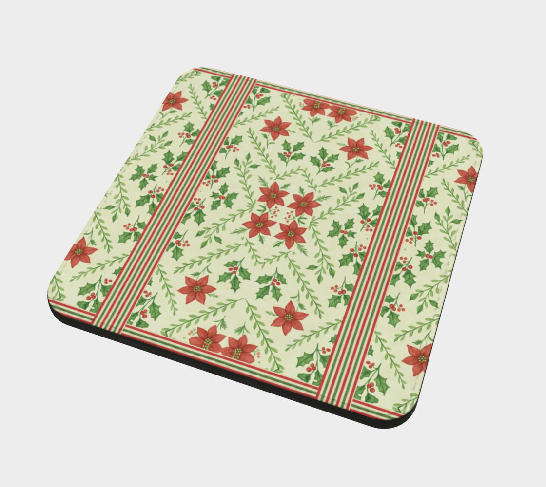 Yuletide Bloom with Stripes Coasters