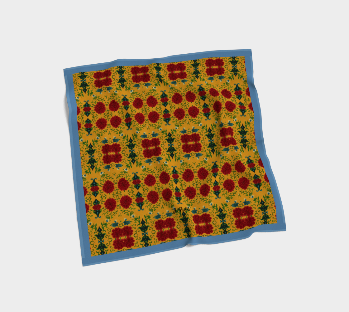Marquesa Floral Golden Silk Square Scarf