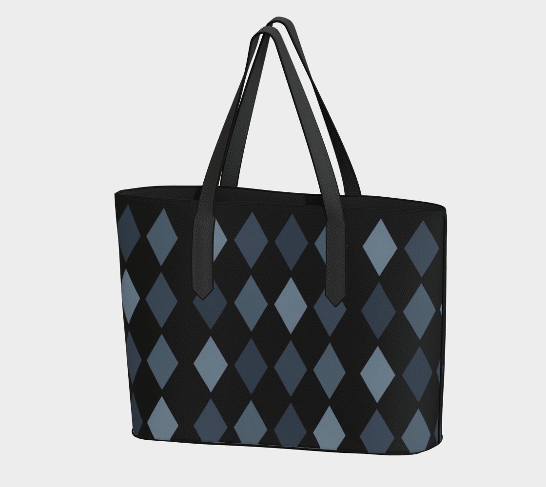 Midnight Argyle Vegan Leather Tote Bag