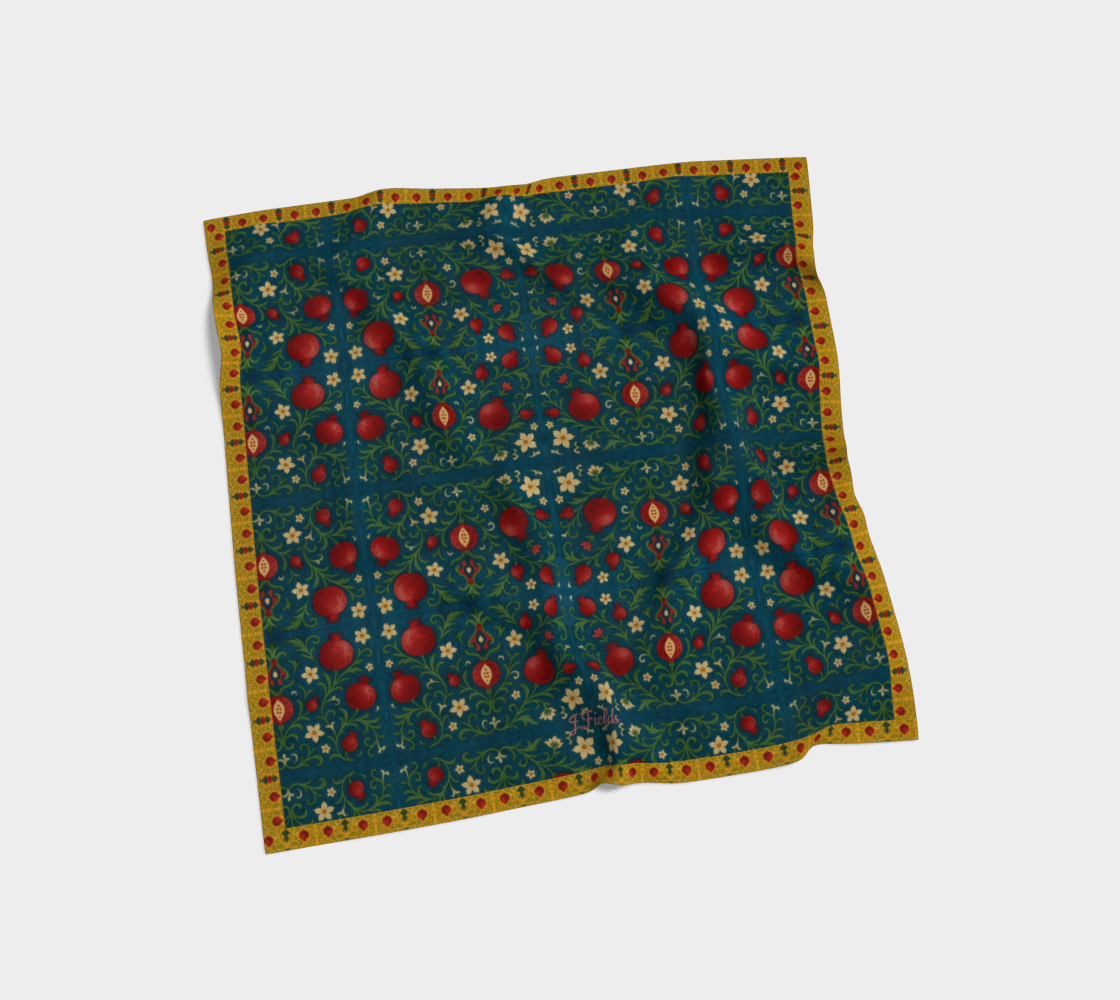 WINTER POMEGRANATES 36 x 36 scarf