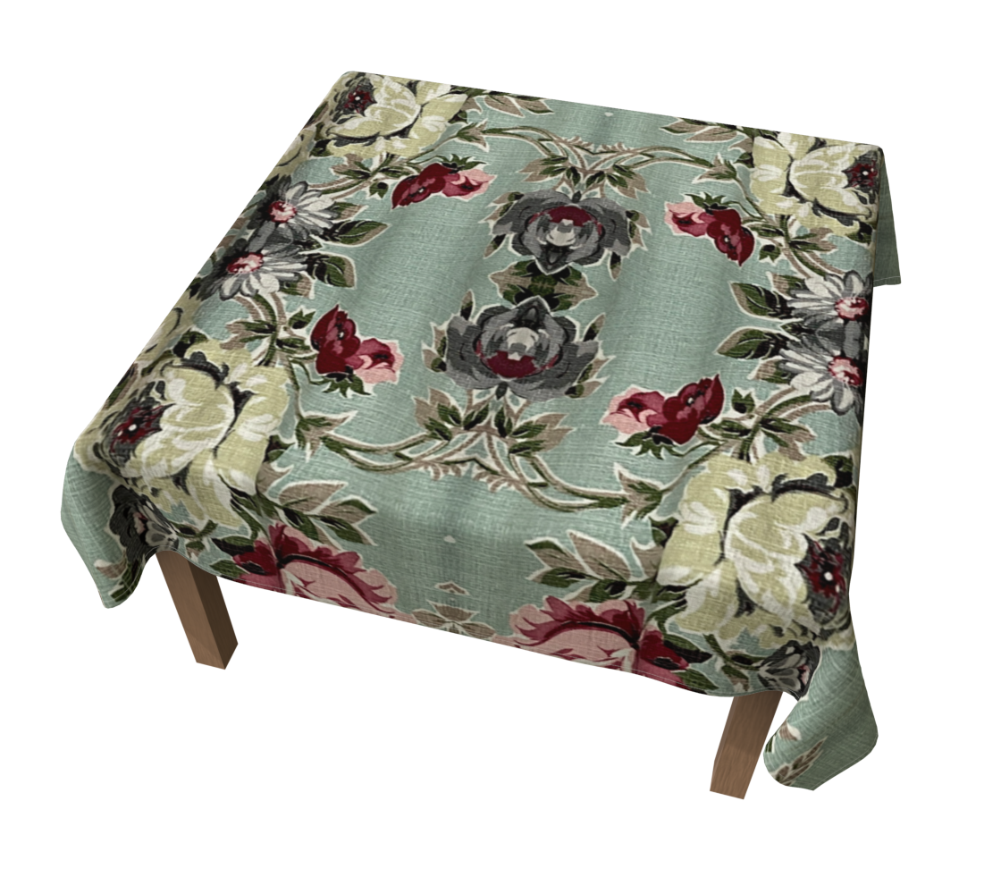 Seafoam Roses 60 x 60 Tablecloth
