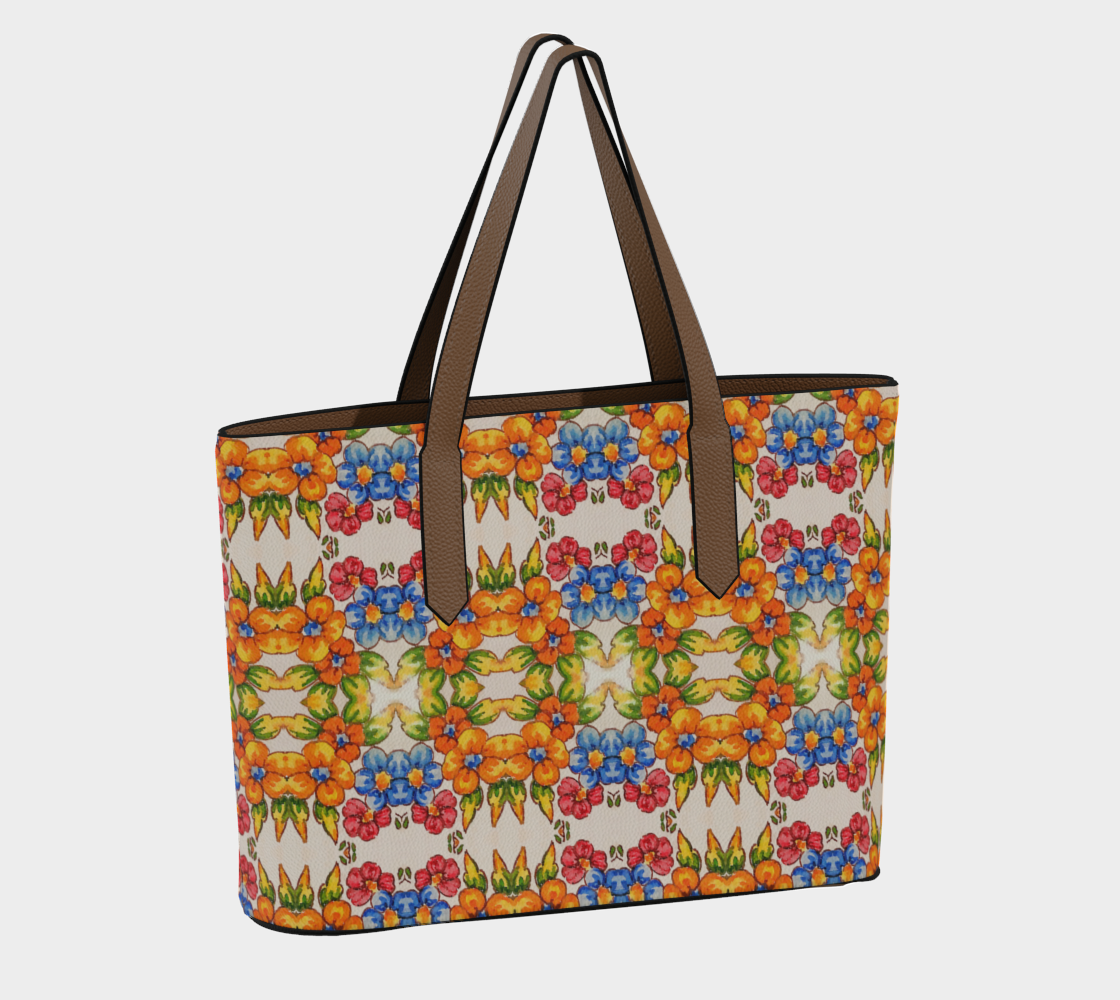 Seaside Blooms Vegan Leather Tote Bag