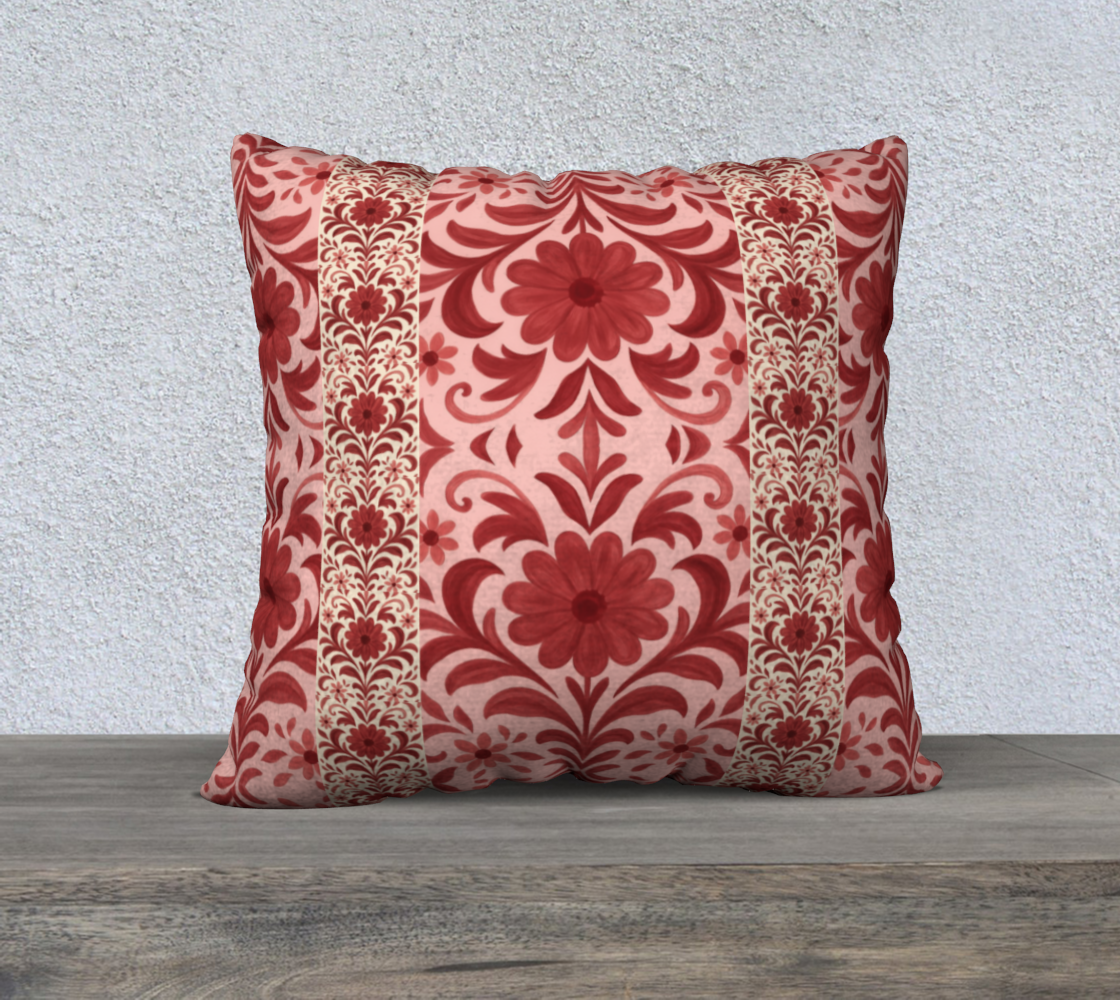 Petite Fleur Rouge 18 x 18 Banded Pillow