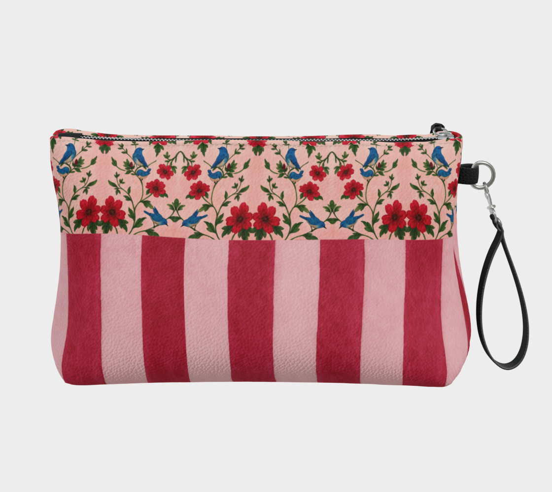 Songbird Bloom Pink Vegan Leather Clutch Wristlet