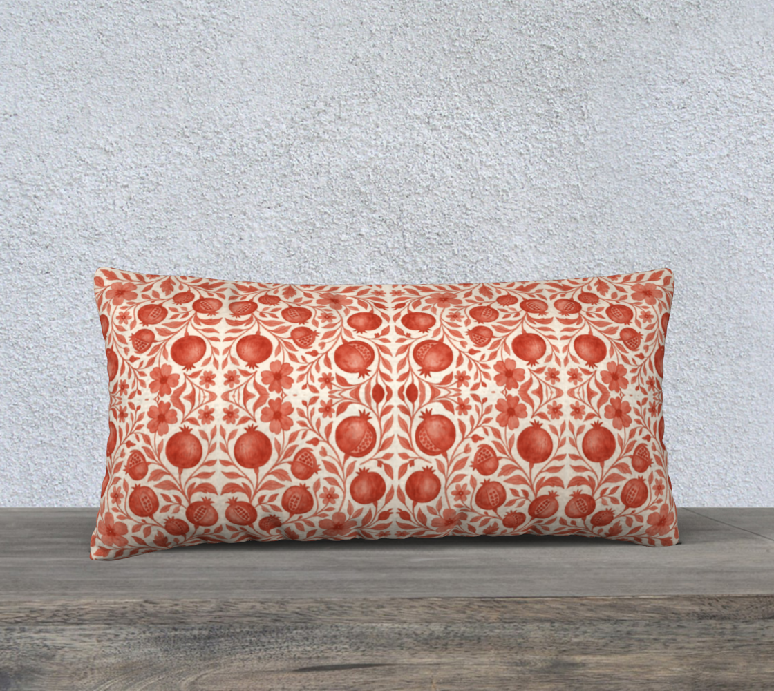 Red Pomegranates 12 x 24 Pillow Cover