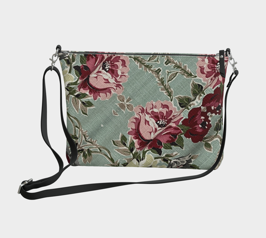 Seafoam Roses Vegan Leather Crossbody Bag