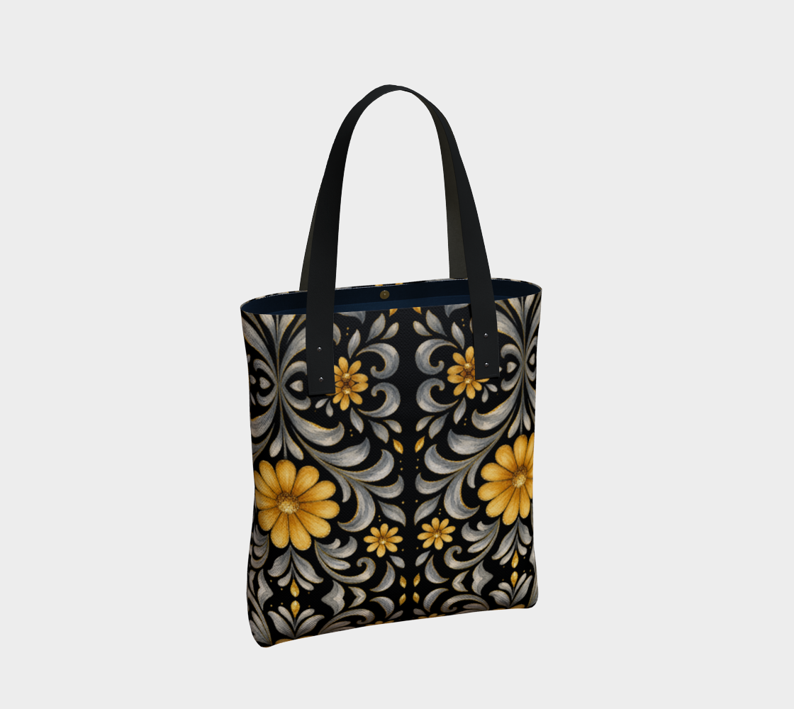 Midnight Silver Garden Urban Tote Bag