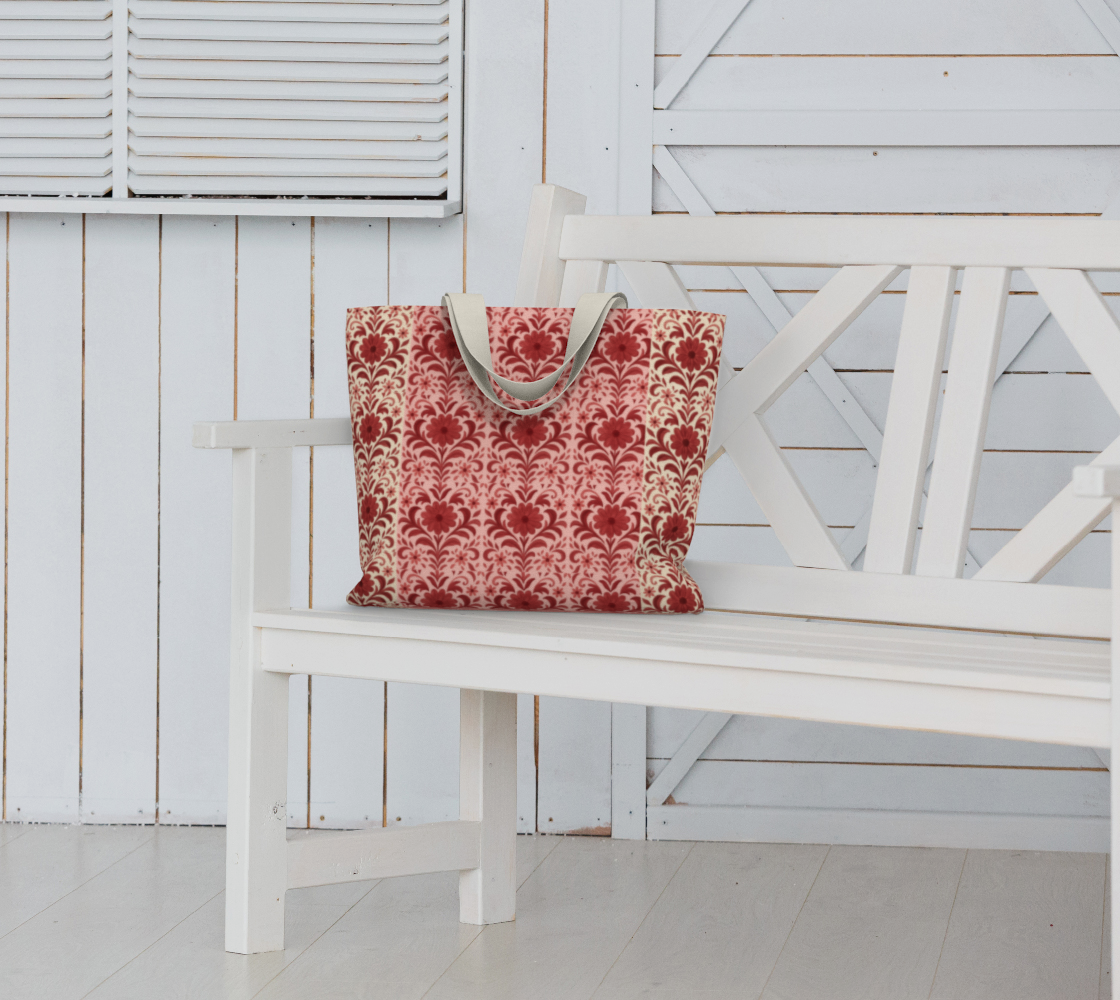 Petite Fleur Rouge D'Hiver Large Canvas Tote Bag