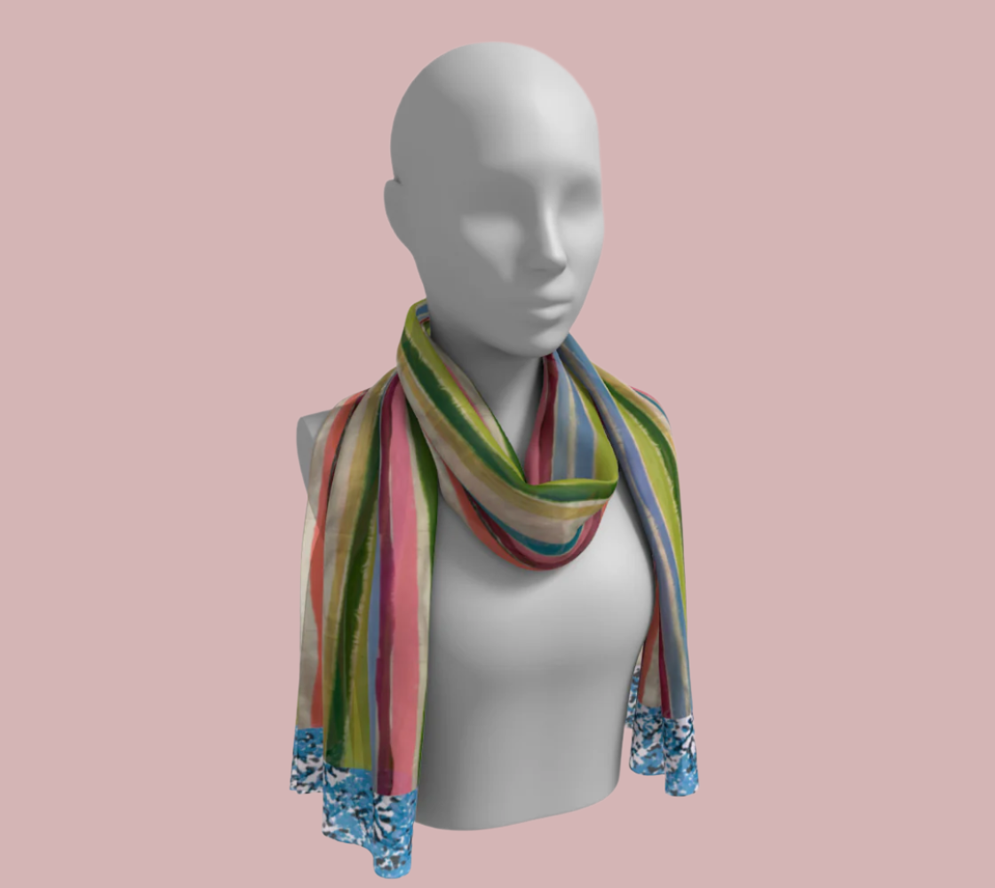 Pinstripe Pop Silk Long Scarf