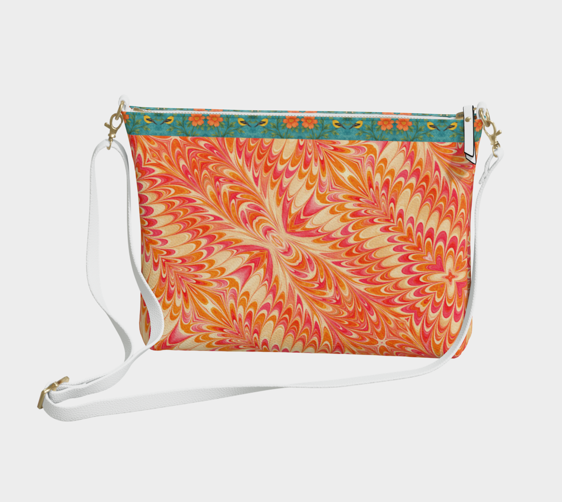 Tangerine Swirl Vegan Leather Crossbody Purse