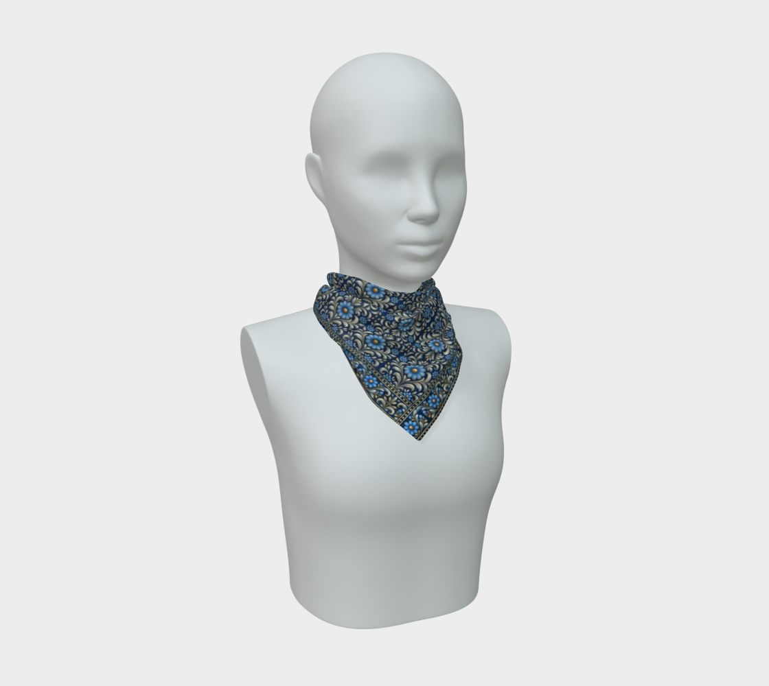 gilded Navy Azure Bloom 26 x 26 scarf