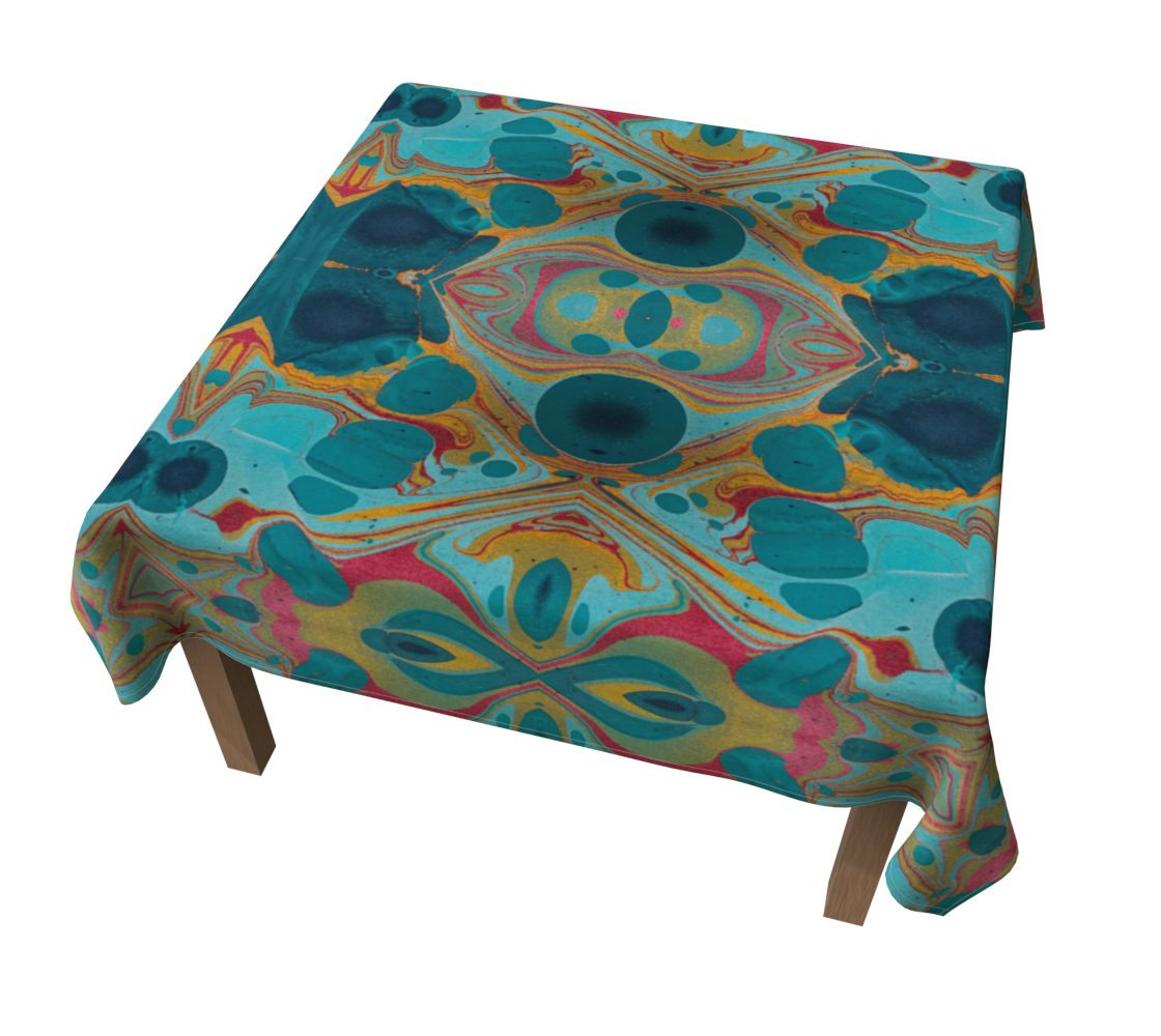 Gilded Currents Butterflies 60 x 60 Tablecloth