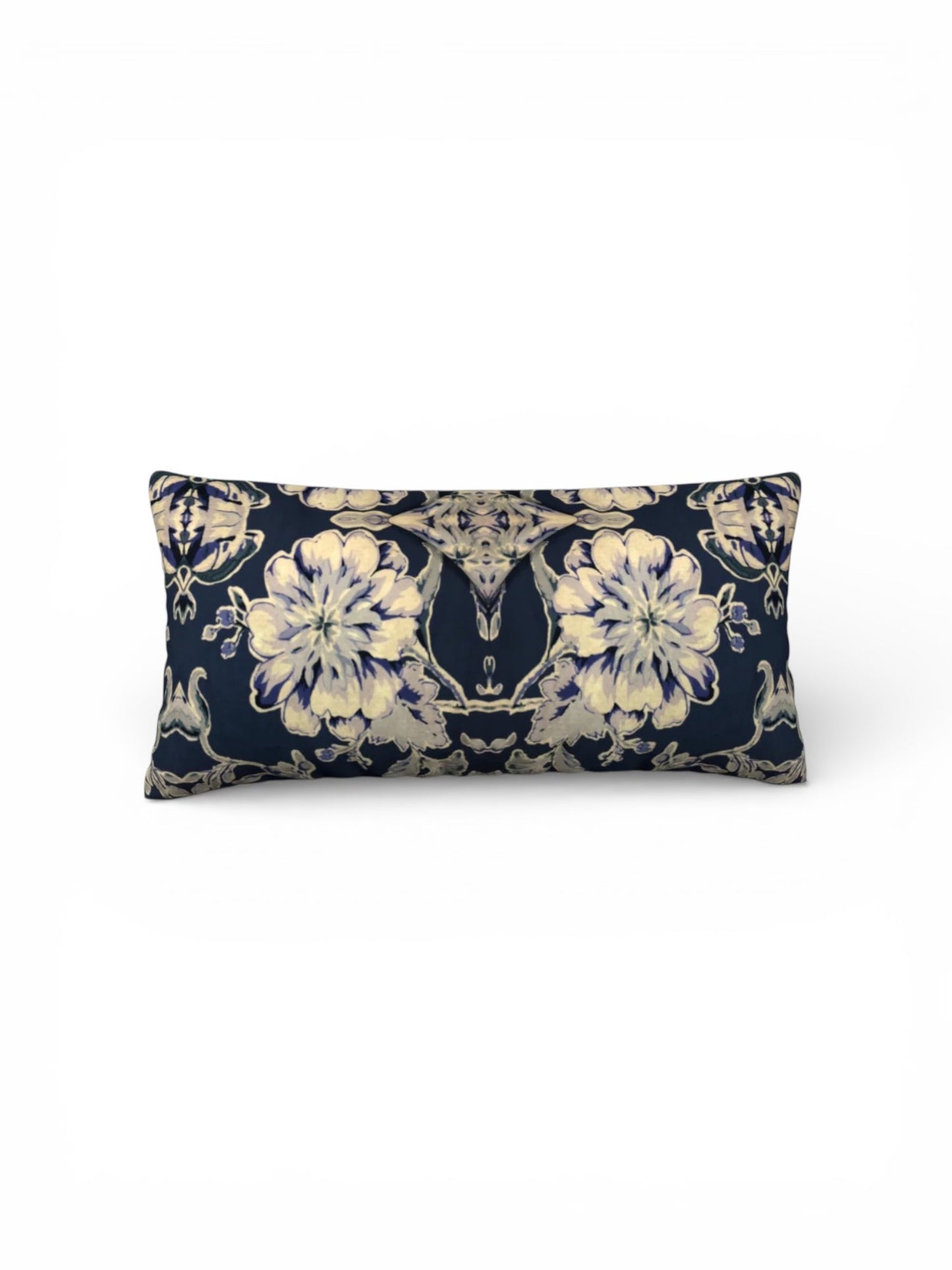 Blue Fleur Damask 24 x 12 Pillow Cover