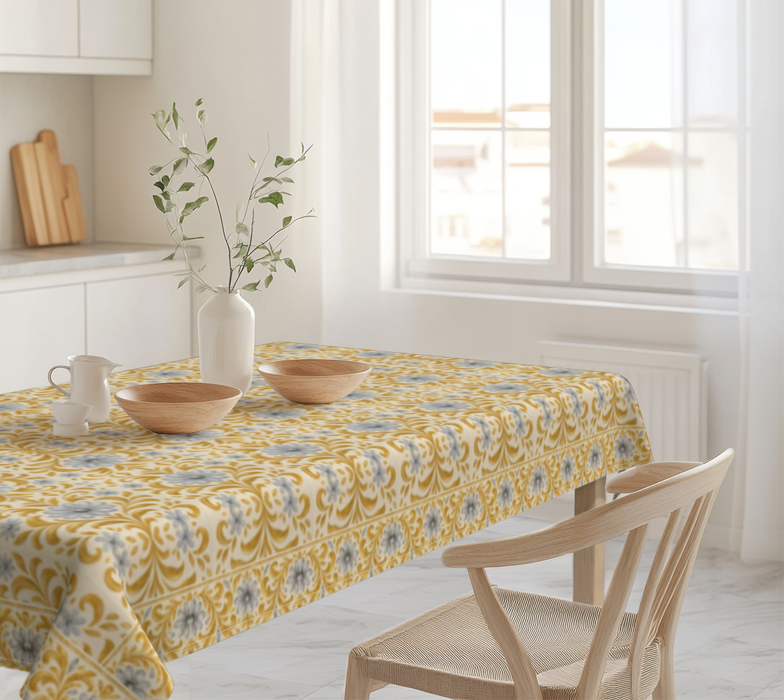 Gilded Garden Damask 60 x 90 WEDDING Tablecloth with Border
