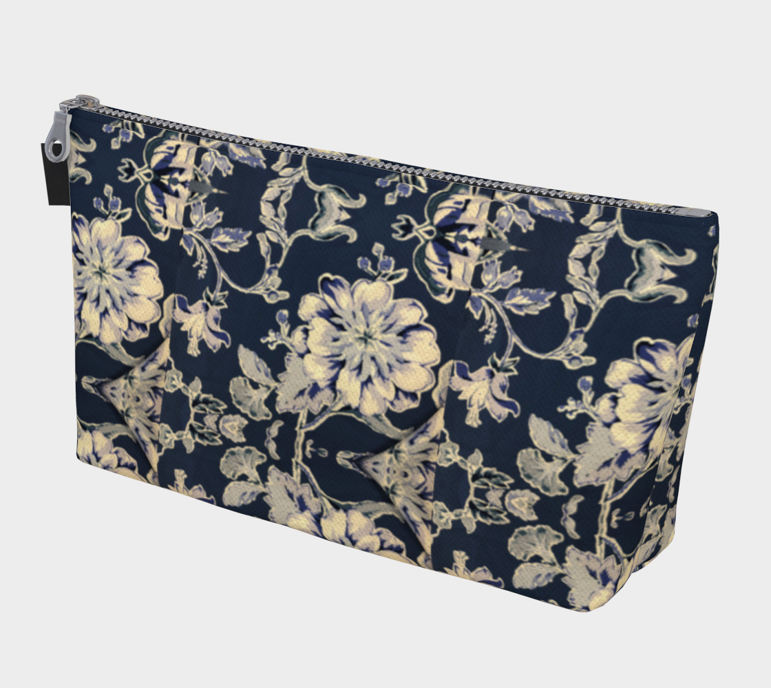 Blue Fleur Damask Makeup Bag