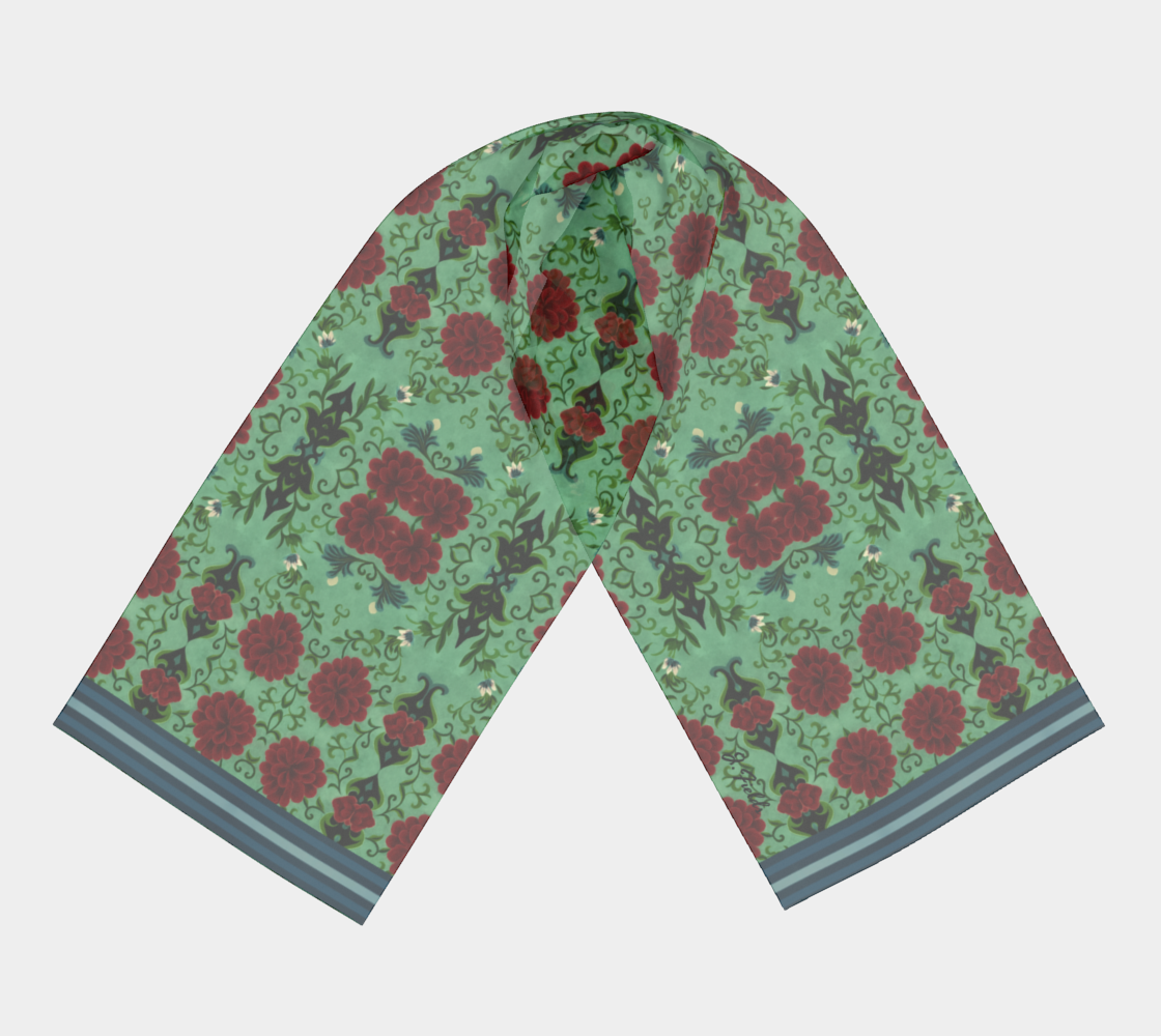 Imperial Peonies Mint Sink Long Scarf